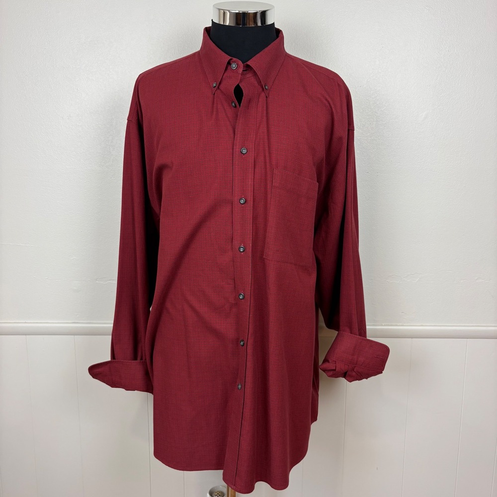 Cutter & Buck Men's Button Down Shirt Size 2XB Red Plaid Long Sleeve Work Office